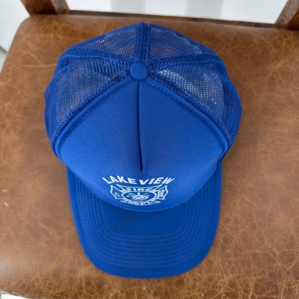 Cobra Caps Lakeview Fire Dept Trucker Hat Unisex OSFA Blue Good Snapback Mesh